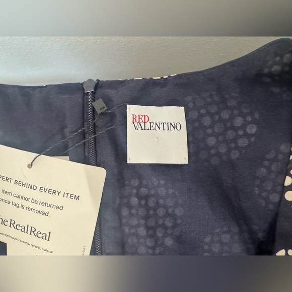 Red Valentino Navy Polka Dot Short Dress Babydoll Empire Waist Ruffles NO SIZE - Picture 8 of 8